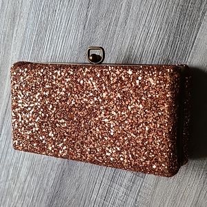 Party clutch rose gold glitter